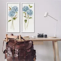 Blue Hydrangea Giclee Canvas Art Prints, Set of 2