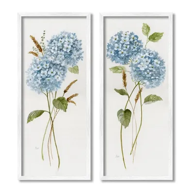 Blue Hydrangea Giclee Canvas Art Prints, Set of 2
