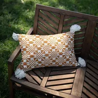 Rustic Cross Stitch Outdoor Lumbar Pillow