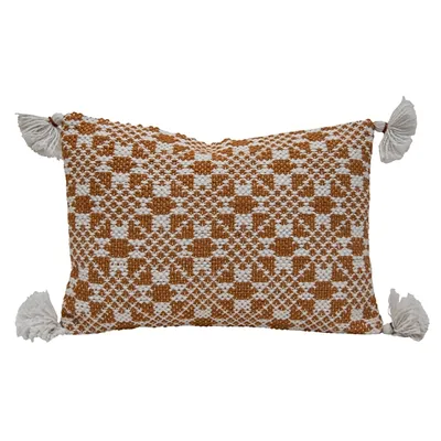 Rustic Cross Stitch Outdoor Lumbar Pillow