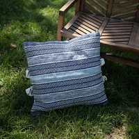 Blue Chevron Woven Outdoor Pillow