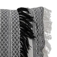 Black and White Fringe Outdoor Pillow