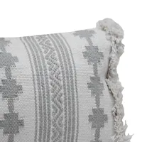 Gray Scandinavian Outdoor Lumbar Pillow