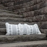 Gray Scandinavian Outdoor Lumbar Pillow