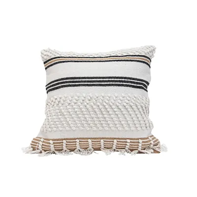 Neutral Stripes Textured Outdoor Pillow