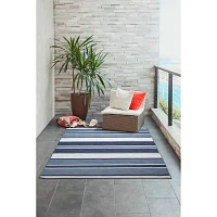 Blue Shades Striped Indoor/Outdoor Area Rug, 5x7