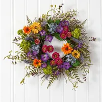 Springtime Flower Field Blooms Wreath