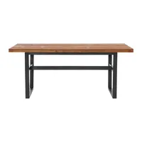 Cedar Wood and Black Metal Dining Table