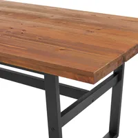 Cedar Wood and Black Metal Dining Table