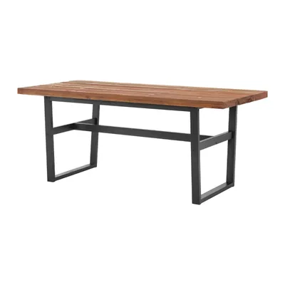 Cedar Wood and Black Metal Dining Table