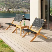 Honey Acacia Wood Low Slung 3-pc. Bistro Set