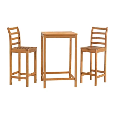 Honey Acacia Wood Bar Height 3-pc. Bistro Set