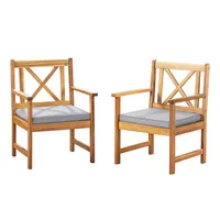 Blue X-Back Acacia Wood 2-pc. Outdoor Chair Set