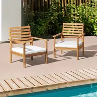 Acacia White Cushioned Outdoor Chairs, Set of 2