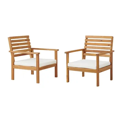 Acacia White Cushioned Outdoor Chairs, Set of 2