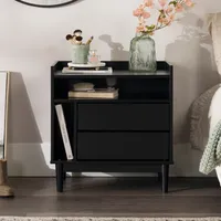 Black Modern Frame Wood Nightstand