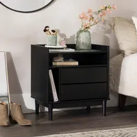 Black Modern Frame Wood Nightstand