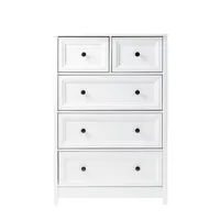 White Wood Five Framed Drawers Dresser