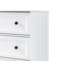 White Wood Six Framed Drawers Dresser