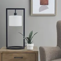 Black Rectangle Hanging Shade Table Lamp