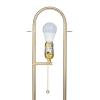 Gold Metal Open Loop Stem White Round Table Lamp