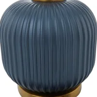 Glass Base Round Blue Velvet Shade Table Lamp