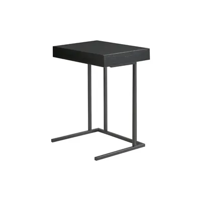 Black Wood and Metal C-Frame Accent Table