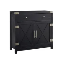 Midnight Black X-Shaped Doors Decorative Chest