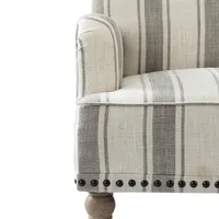 Gray White Stripe Upholstered Accent Chair