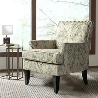 Indigo and Yellow Floral Upholstered Accent Chair