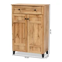 Oak 2-Door Grid Shoe Storage Cabinet