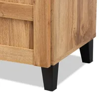 Oak 2-Door Grid Shoe Storage Cabinet