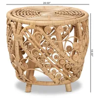 Natural Rattan Open Woven Accent Table