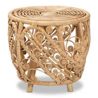 Natural Rattan Open Woven Accent Table