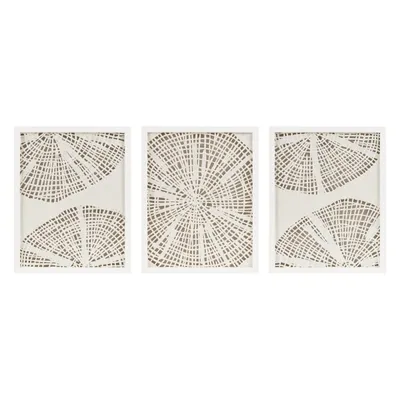 Solan Rice Paper Shell Shadowbox Plaques, Set of 3