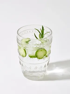 Clear Textured Highball Glasses, Set of 4