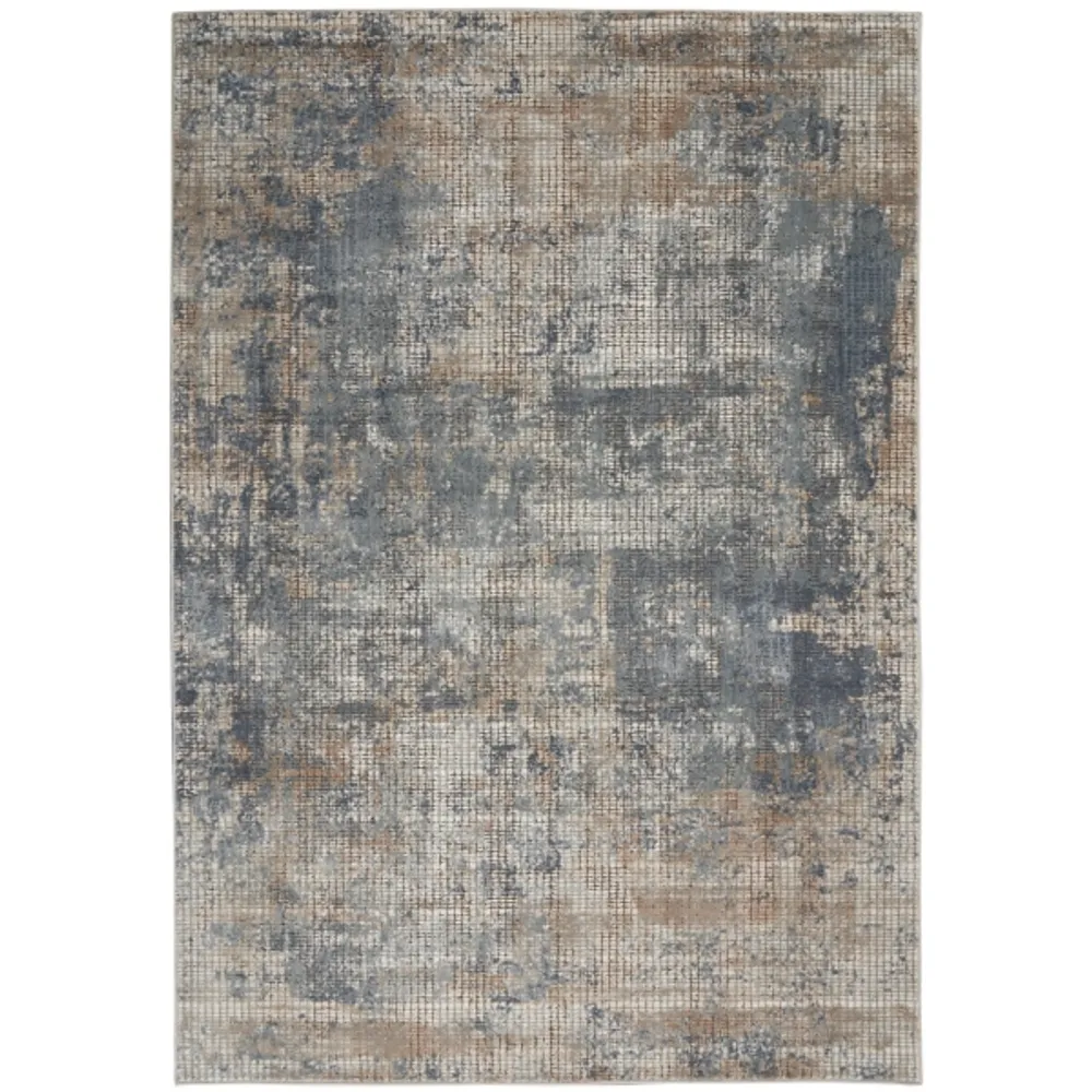 Blue and Beige Tally Textured Area Rug, 3x5