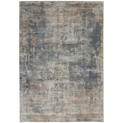 Blue and Beige Tally Textured Area Rug, 3x5