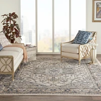 Gray and Ivory Nadia Medallion Area Rug, 7x9