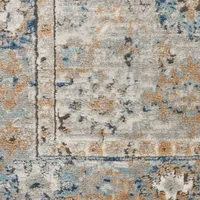 Blue and Gray Bordered Trina Area Rug, 5x7