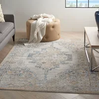 Blue and Gray Bordered Trina Area Rug, 5x7