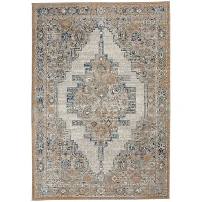 Blue and Gray Bordered Trina Area Rug, 5x7