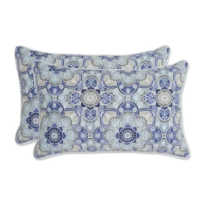 Blue Emilia Outdoor Lumbar Pillows, Set of 2