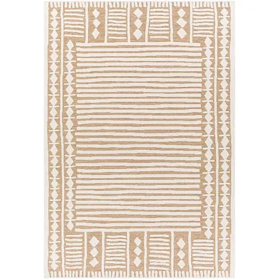 Natural Teagan Boarder Indoor/Outdoor Rug, 7x10