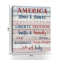 America Stars & Stripes Canvas Wall Plaque