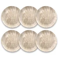 Faux Wood Melamine Salad Plates, Set of 6