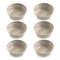 Faux Wood Melamine Low Bowls, Set of 6