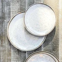 Speckled White Melamine Dinner Plates, Set of 6