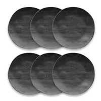 Charcoal Faux Wood Melamine Dinner Plate, Set of 6