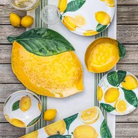 Yellow Lemon Melamine Cereal Bowls, Set of 6